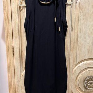 Gucci Black Cocktail Dress with Gold Metal Collar Detail